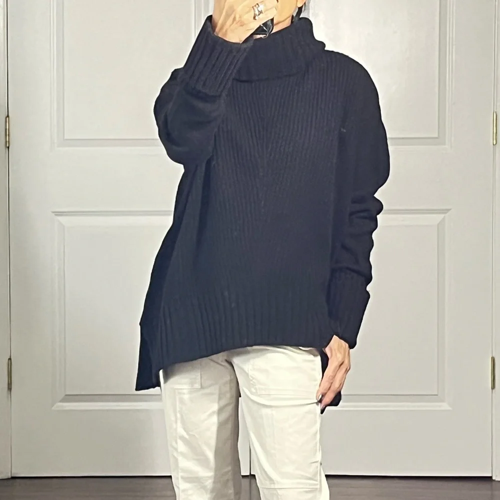 Anthropology Moth black wool blend oversized sweater size S - Picture 2 of 12